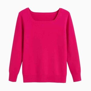 Joseph A Hot Pink Square Neck Pullover Sweater Size S